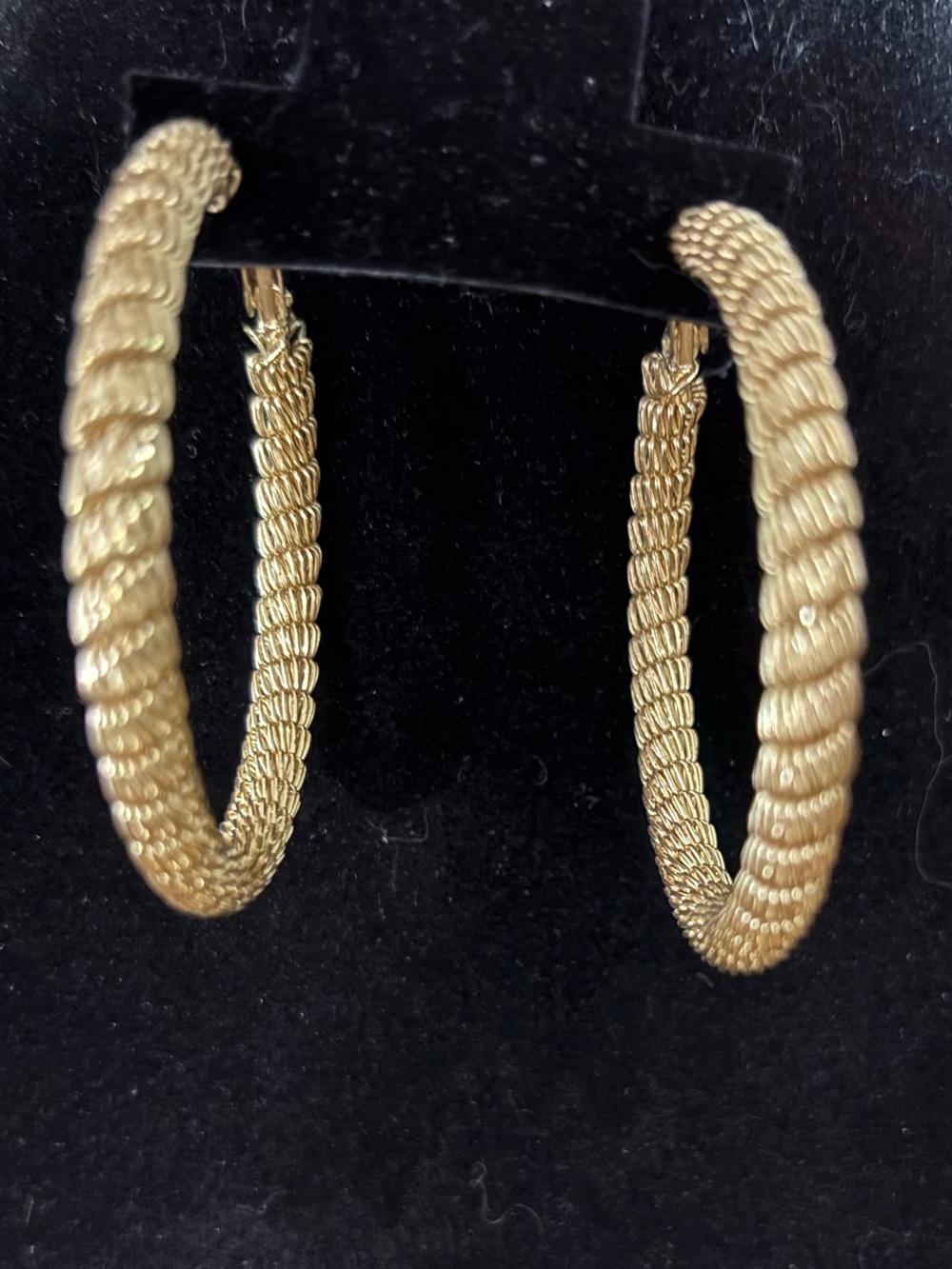 Gold-Tone Textured Hoop Earring - Women Jewelry